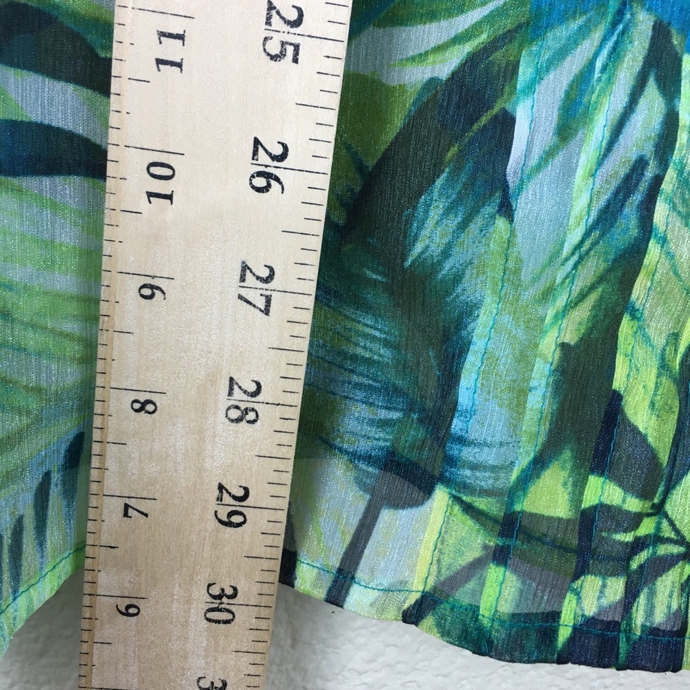 Maggie Barnes for CATHERINES Green Floral Transparent Button Front Blouse Sz 2X - Picture 11 of 13